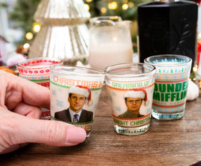 The Office Dunder Mifflin Holiday 2-Ounce Mini Shot Glasses | Set of 4