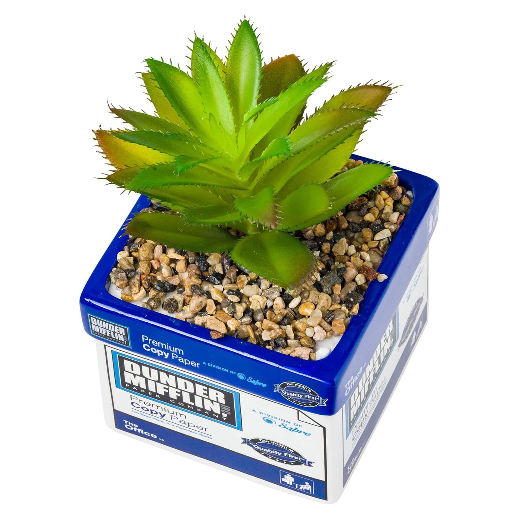 The Office Dunder Mifflin Paper Box Ceramic Planter with Artificial Succulent