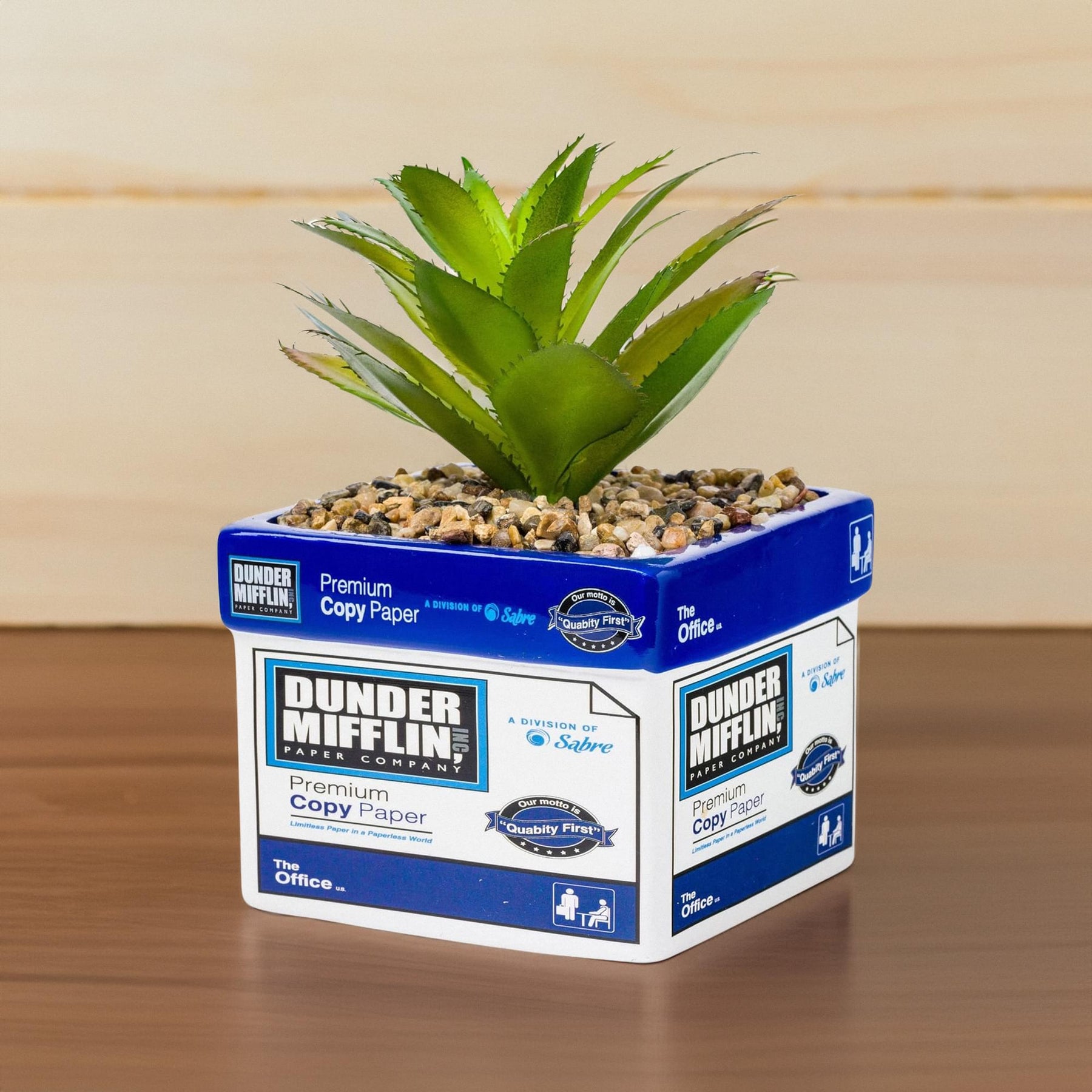 The Office Dunder Mifflin Paper Box Ceramic Planter with Artificial Succulent