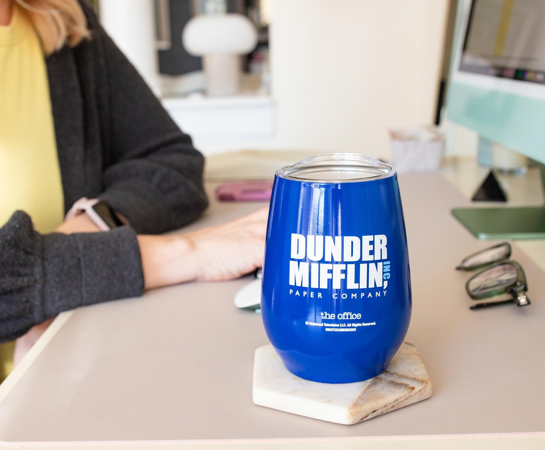 The Office Dunder Mifflin Stainless Steel Tumbler With Lid | Holds 10 Ounces