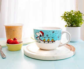 Peanuts Snoopy and Woodstock Holiday Ceramic Soup Mug | Holds 24 Ounces