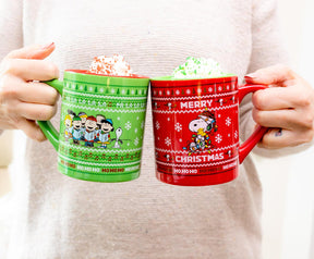 Peanuts Charlie Brown and Snoopy Christmas Sweaters Ceramic Mugs | Set of 2