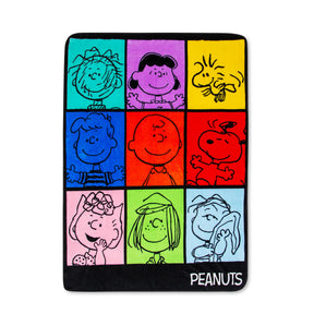 Peanuts Multicolor Character Grid Fleece Throw Blanket | 45 x 60 Inches