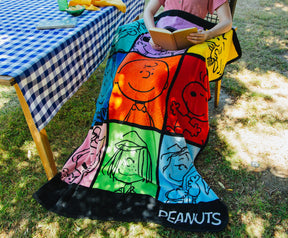 Peanuts Multicolor Character Grid Fleece Throw Blanket | 45 x 60 Inches