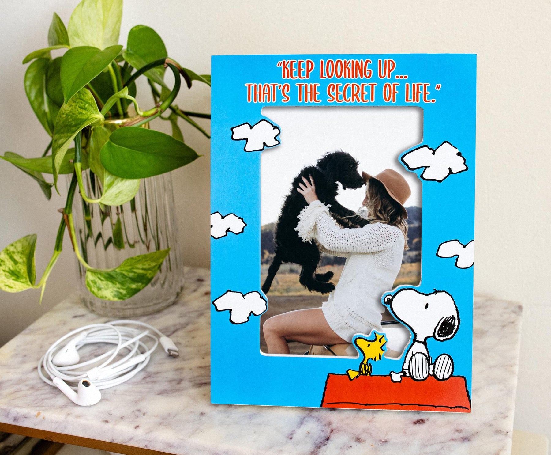 Peanuts Snoopy and Woodstock "Keep Looking Up" Die-Cut Photo Frame | 4 x 6 Inch