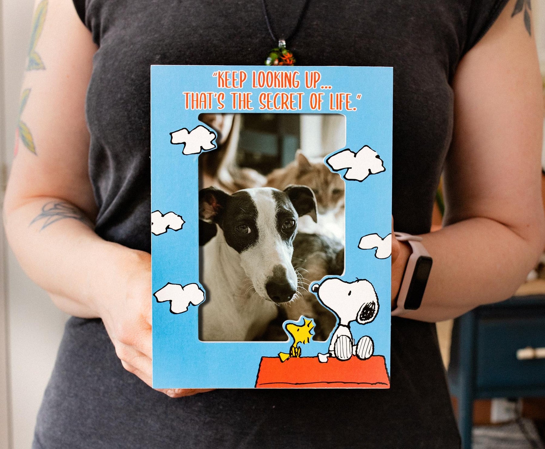 Peanuts Snoopy and Woodstock "Keep Looking Up" Die-Cut Photo Frame | 4 x 6 Inch