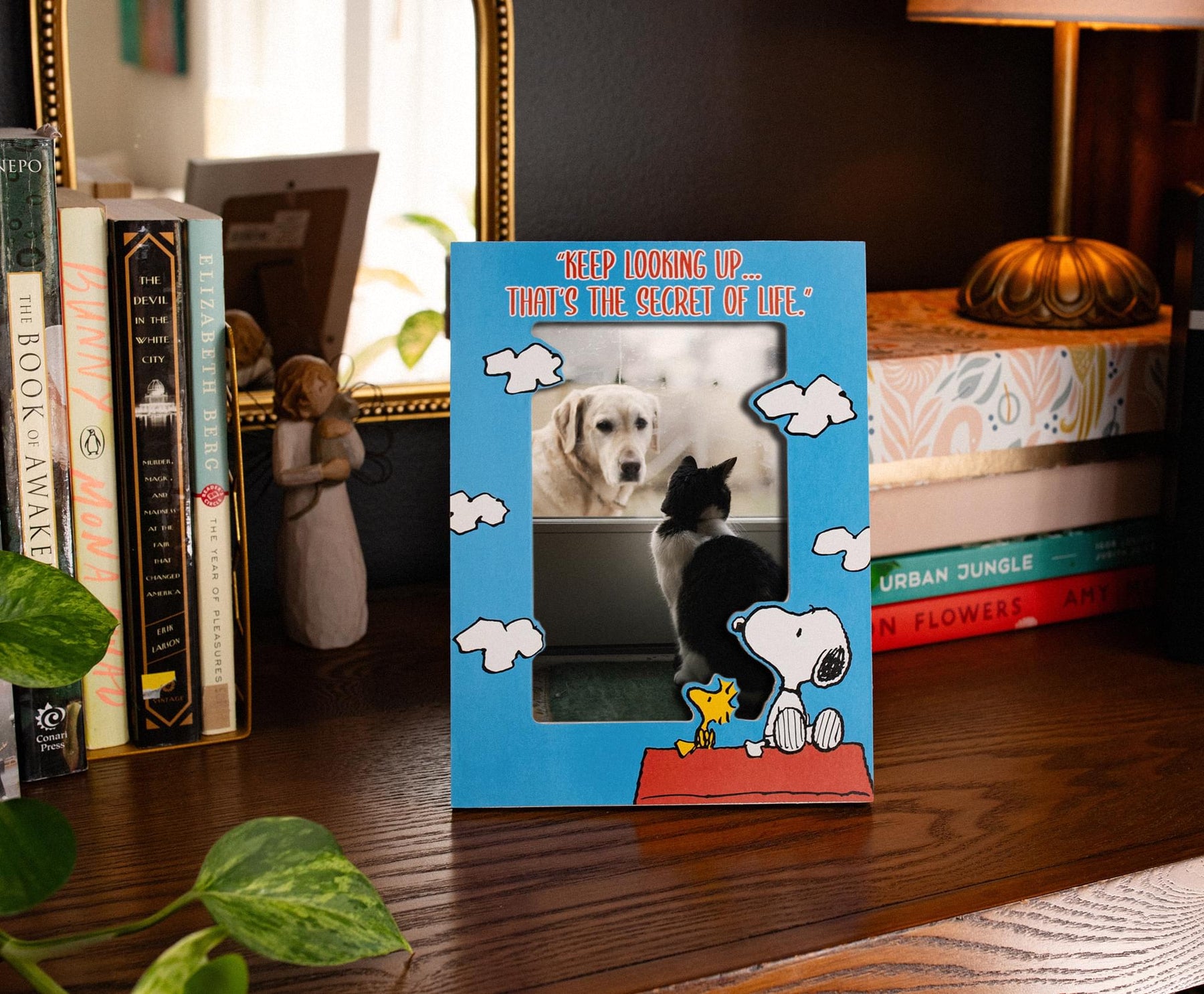 Peanuts Snoopy and Woodstock "Keep Looking Up" Die-Cut Photo Frame | 4 x 6 Inch