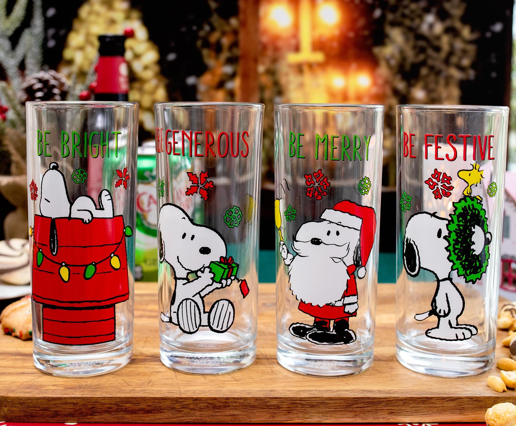 Peanuts 4-Piece 10oz Holiday Pint Glass Set | Free Shipping