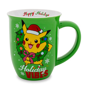 Pokemon Santa Pikachu Wide-Rim Ceramic Latte Mug | Holds 16 Ounces