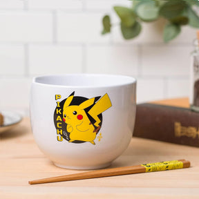 Pokemon Pikachu 20 Ounce Ceramic Ramen Bowl with Chopsticks