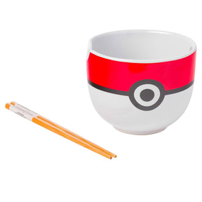 Pokemon Pokeball 20 Ounce Ceramic Ramen Bowl with Chopsticks