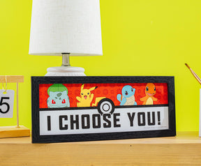 Pokemon "I Choose You" 12 x 5 Inch Framed MDF Wall Art