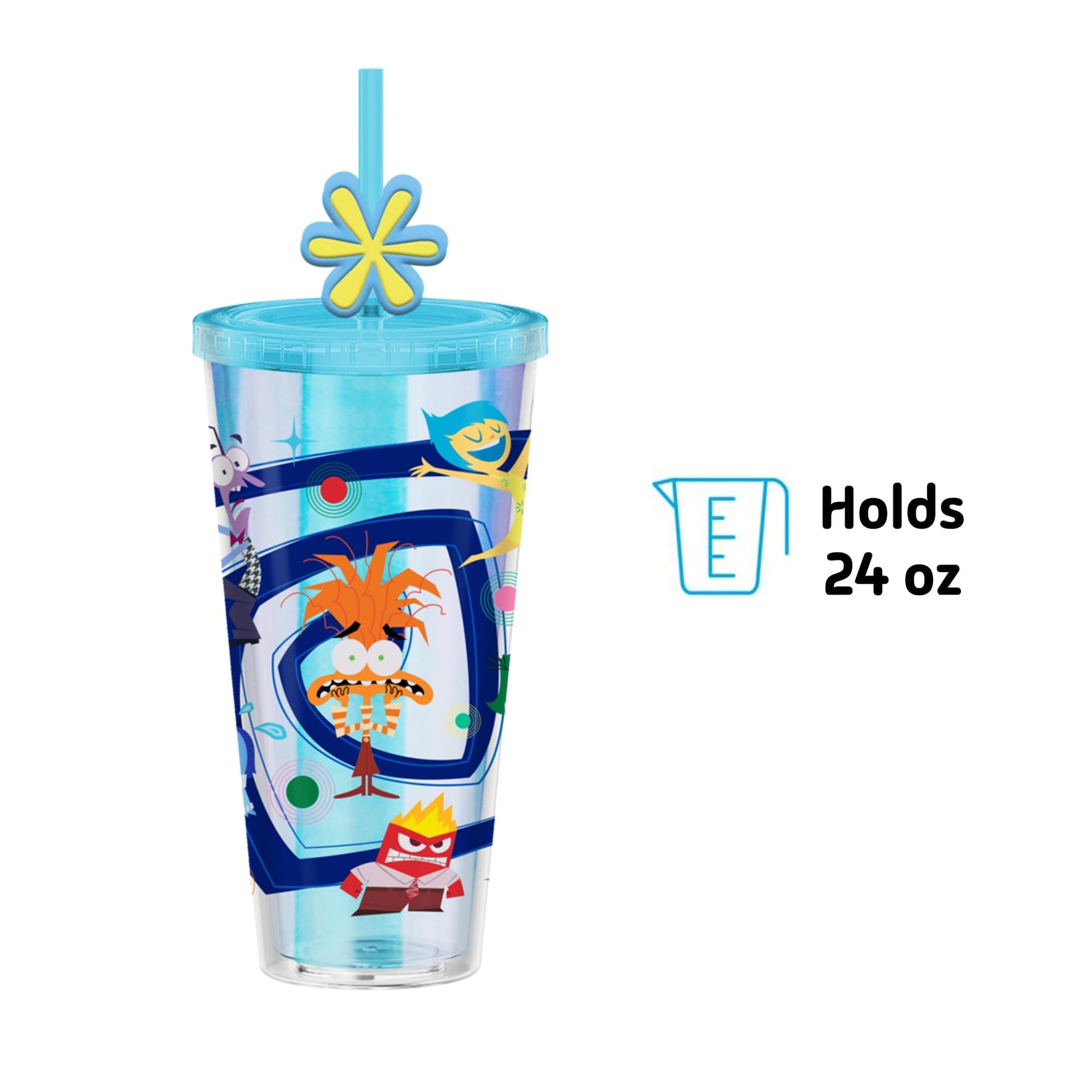 Disney Pixar Inside Out 2 Carnival Cup With Straw Topper Charm | Holds 24 Ounces