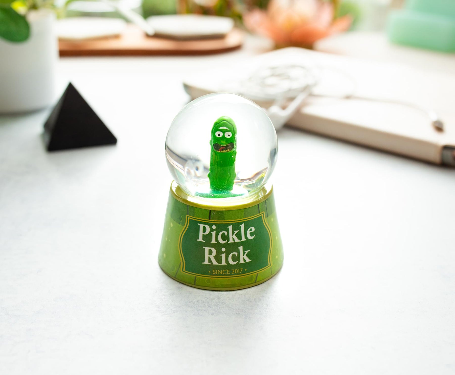 Rick and Morty Pickle Rick Light-Up Mini Snow Globe | 3 Inches Tall