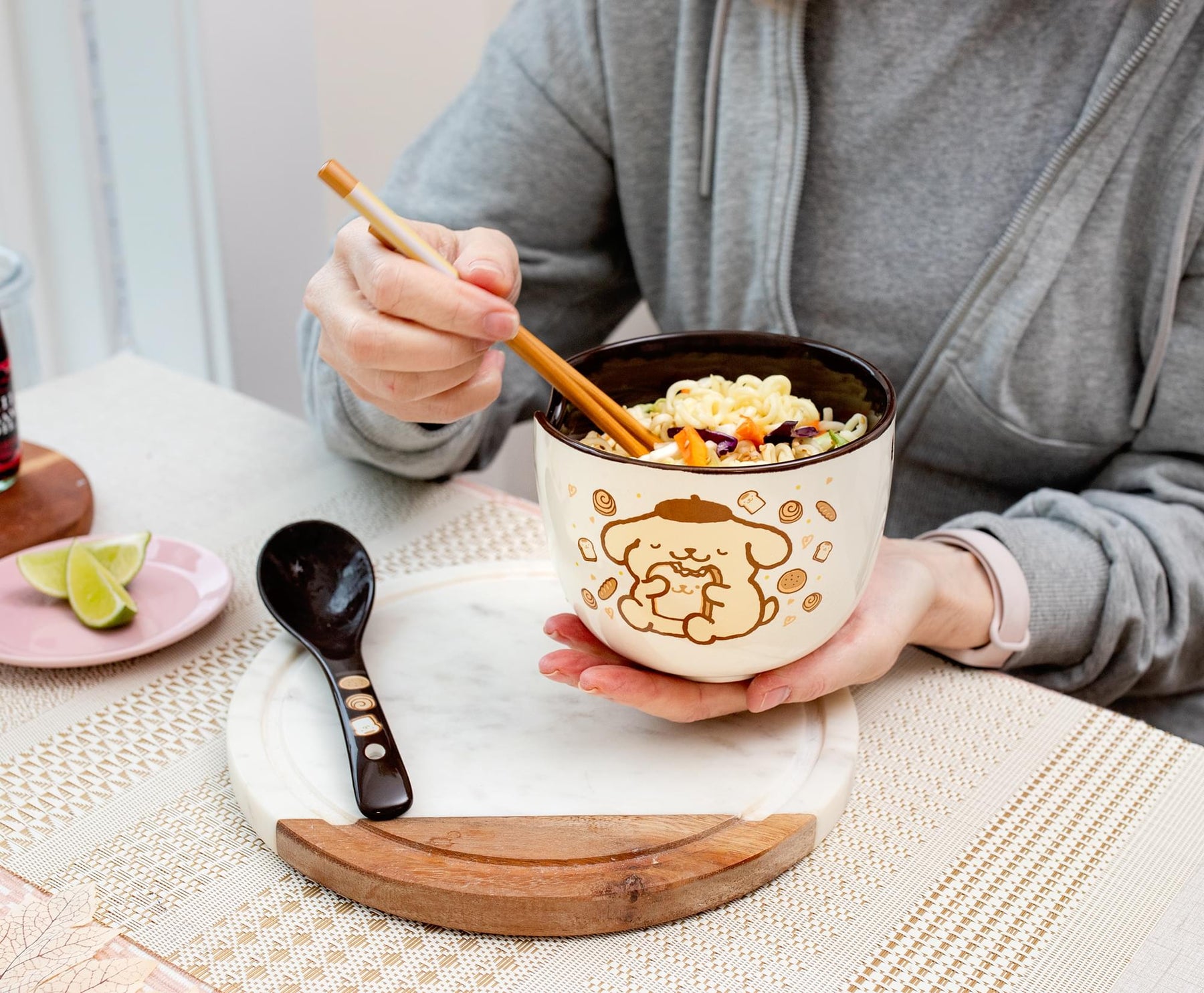 Sanrio Pompompurin 20-Ounce Ramen Bowl With Chopsticks and Spoon