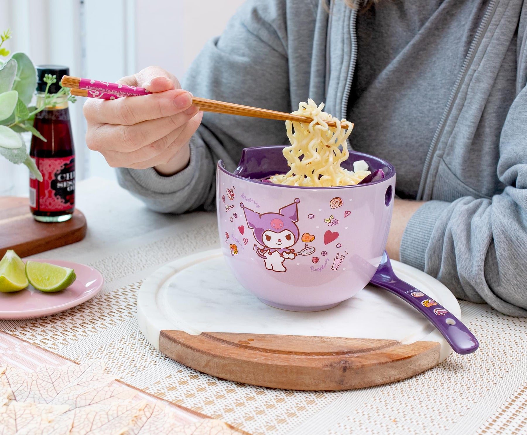 Sanrio Kuromi 20-Ounce Ramen Bowl With Chopsticks and Spoon