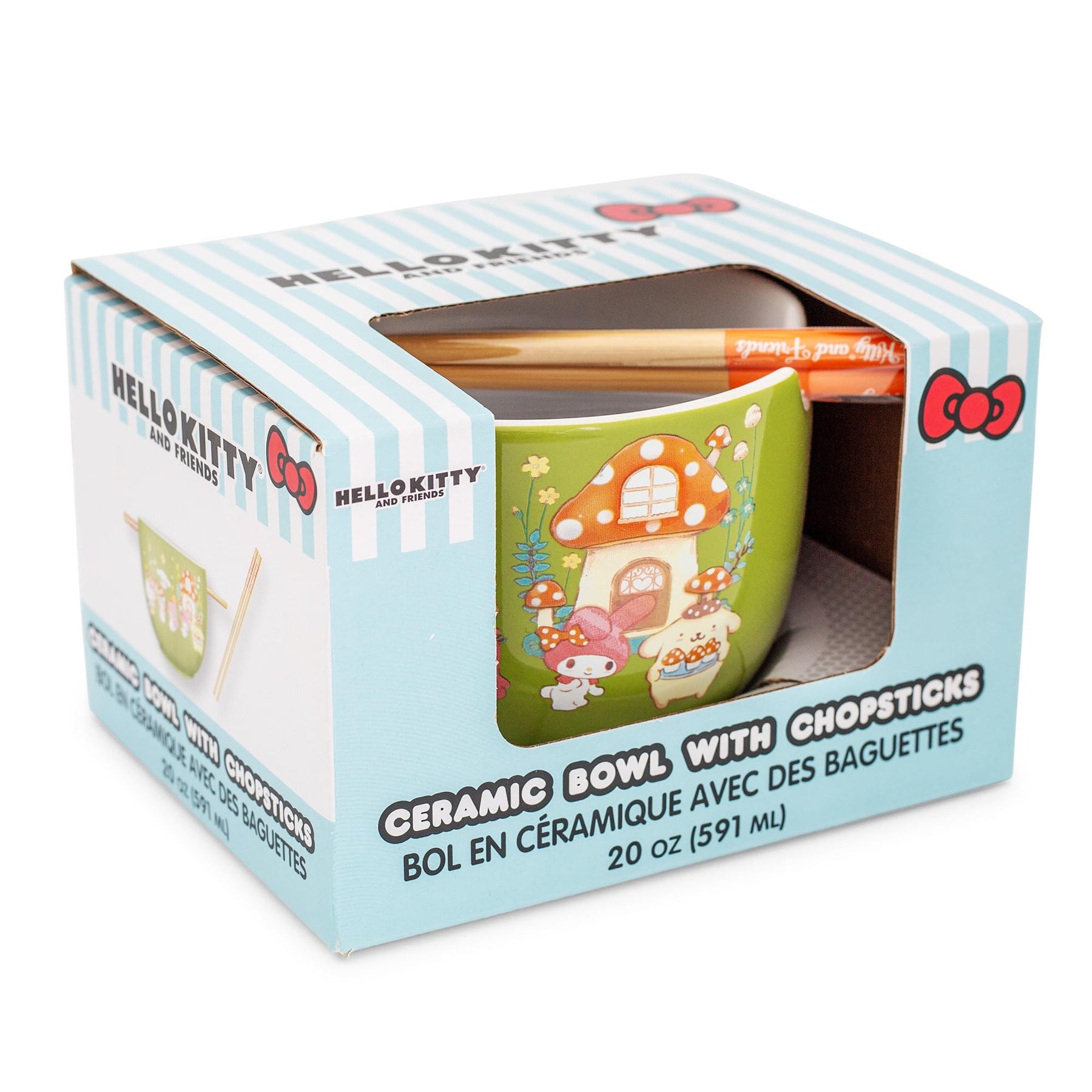 Sanrio Hello Kitty and Friends Mushroom Crew Ceramic Ramen Bowl Set | 20 Ounces