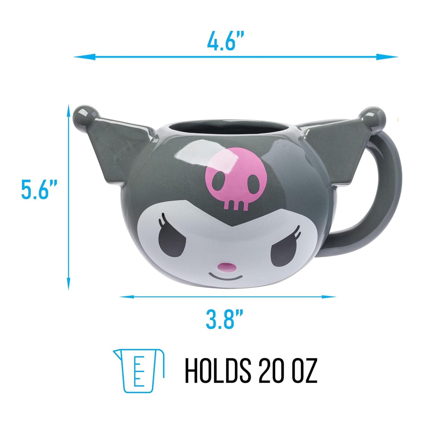 Sanrio Kuromi Face 20 Ounce 3D Sculpted Ceramic Mug