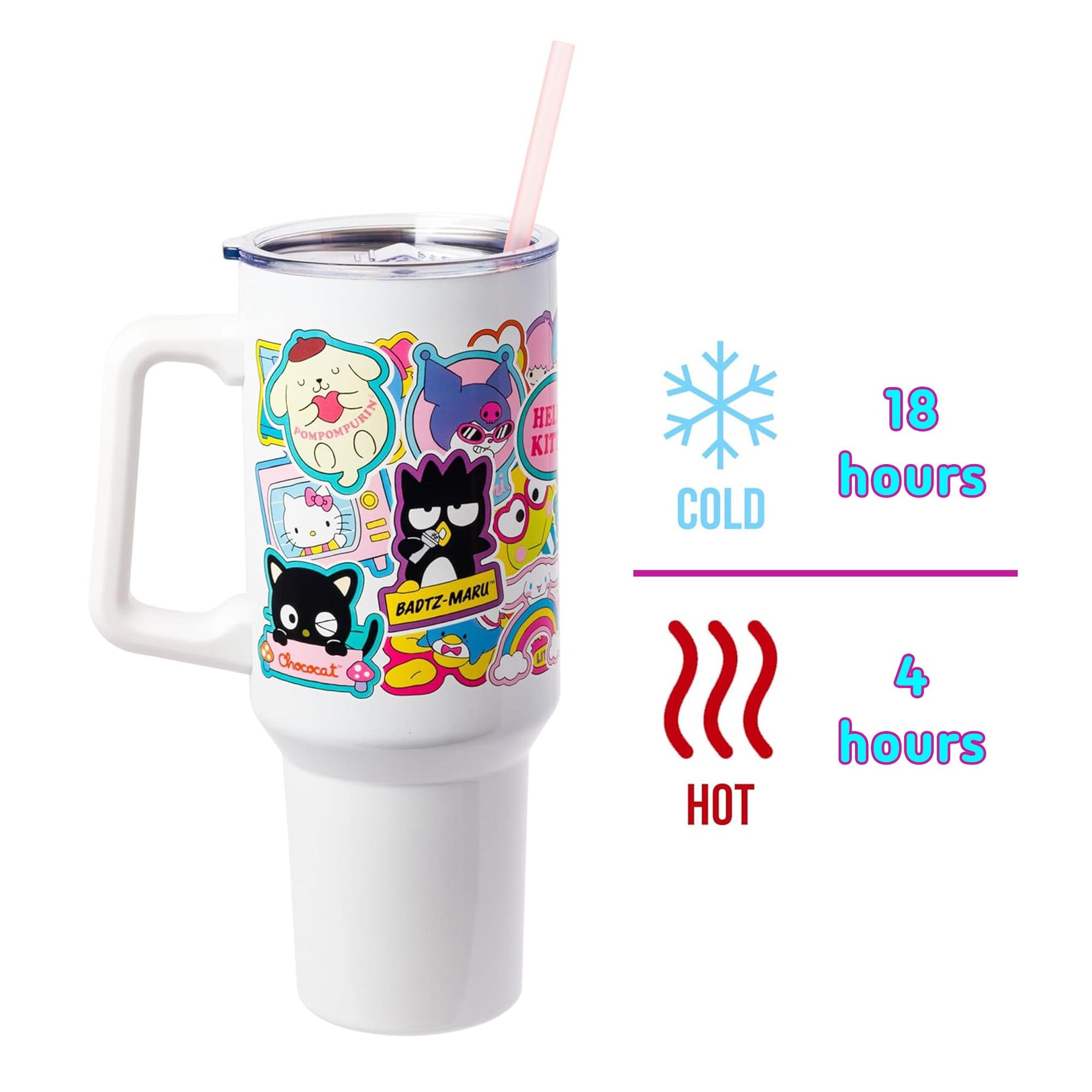 Sanrio Hello Kitty and Friends Sticker Bomb 40-Ounce Stainless Steel Tumbler