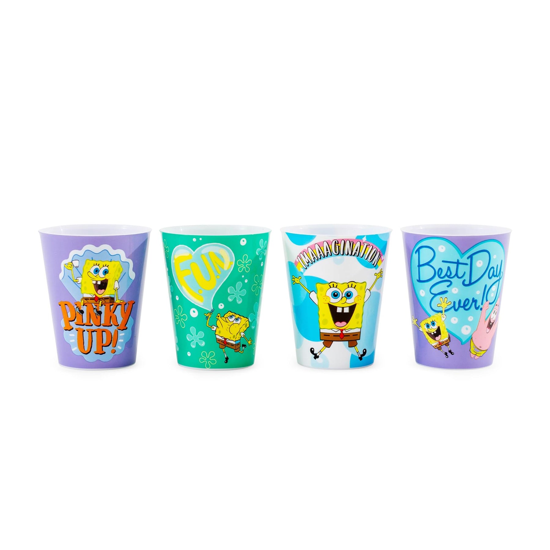 Nickelodeon SpongeBob SquarePants 4-Piece Plastic Mini Cups | Each Hold 2 Ounces