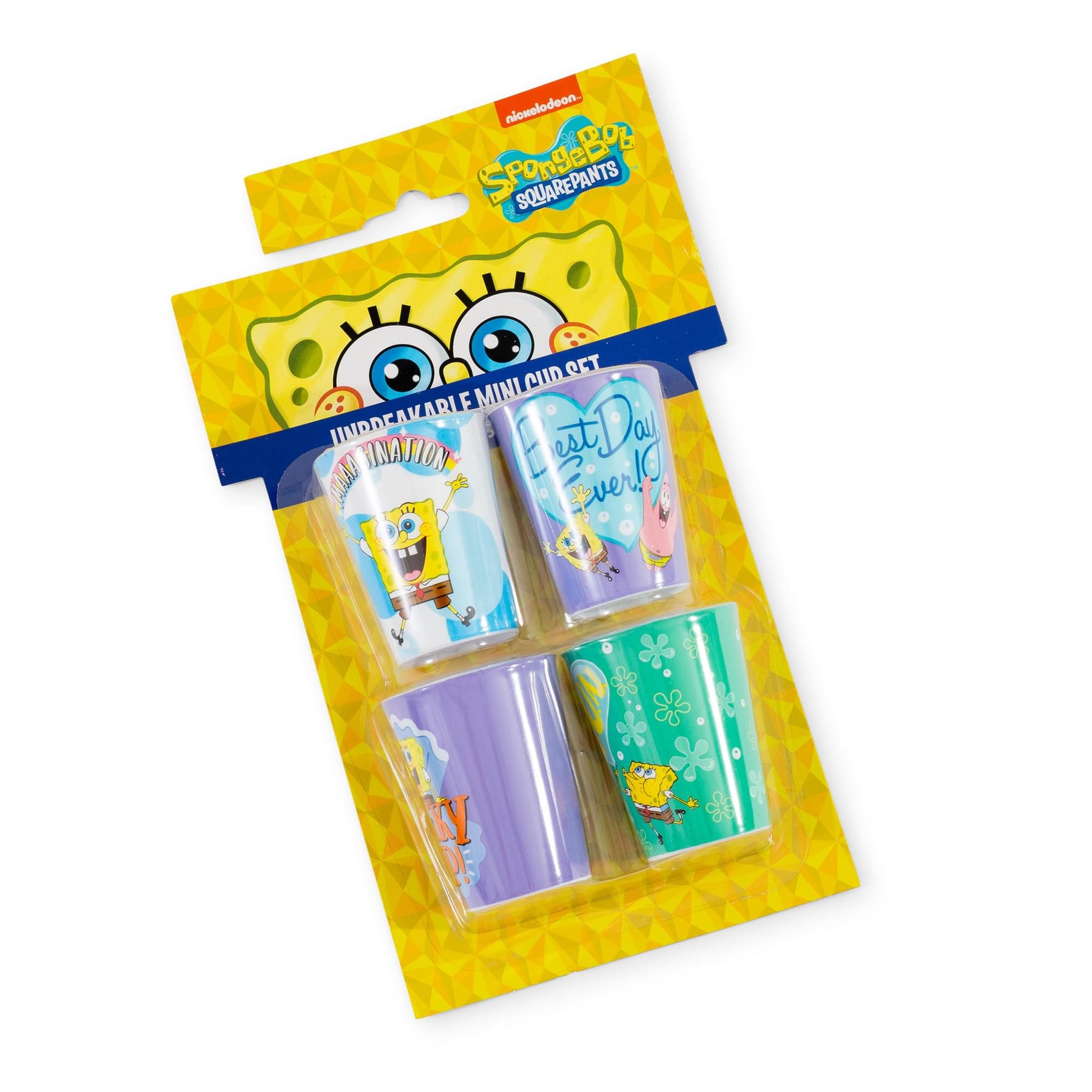 Nickelodeon SpongeBob SquarePants 4-Piece Plastic Mini Cups | Each Hold 2 Ounces