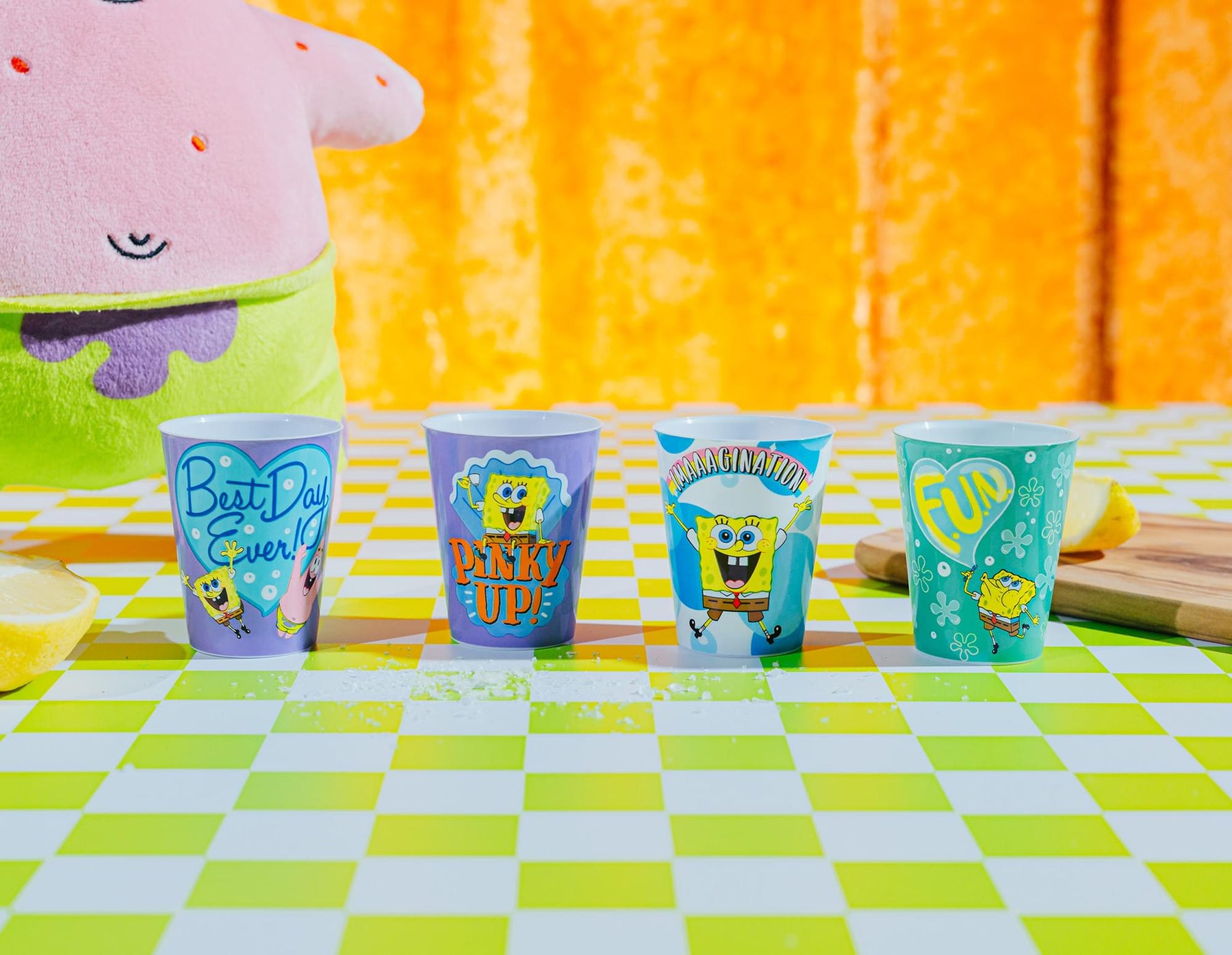 Nickelodeon SpongeBob SquarePants 4-Piece Plastic Mini Cups | Each Hold 2 Ounces