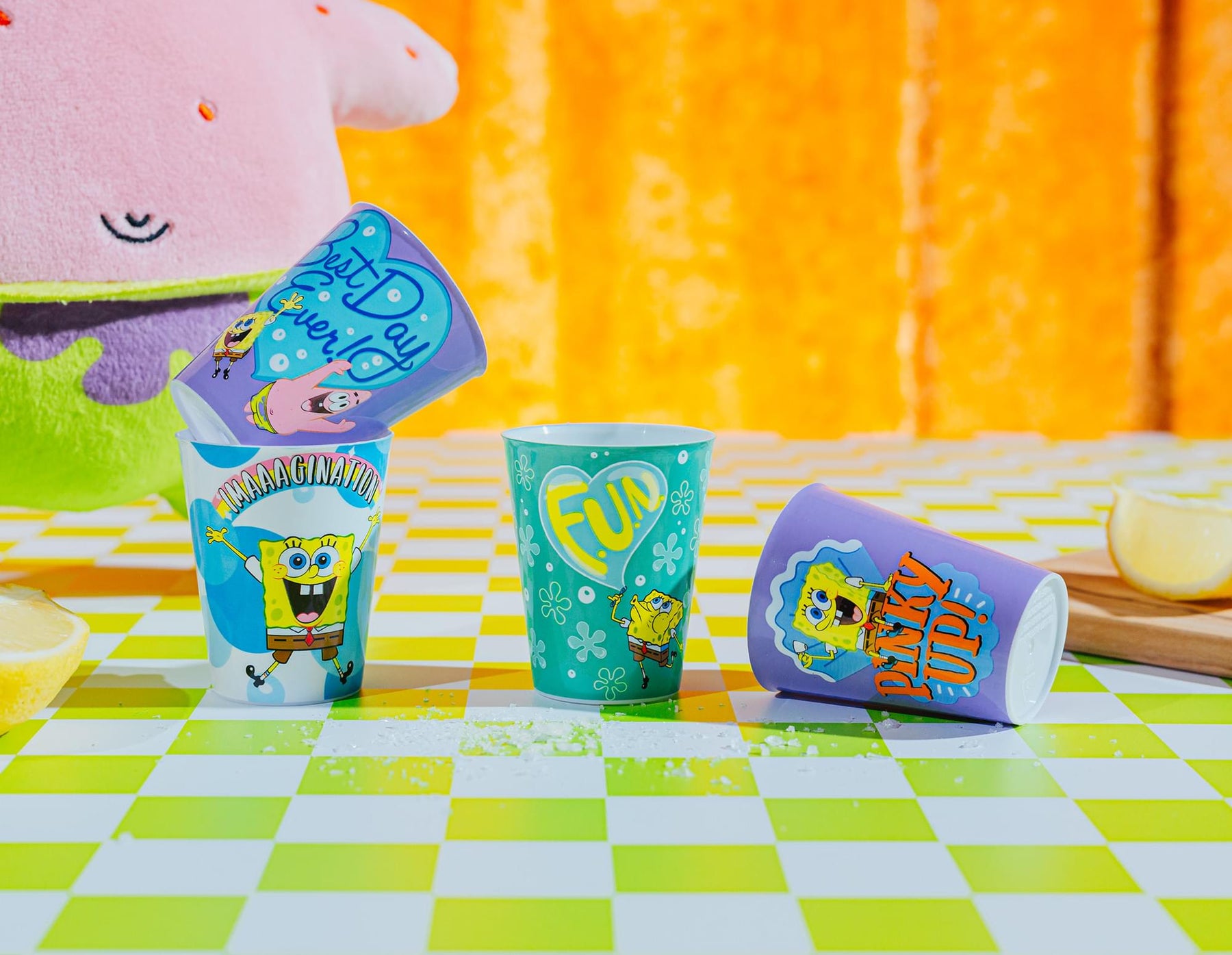 Nickelodeon SpongeBob SquarePants 4-Piece Plastic Mini Cups | Each Hold 2 Ounces