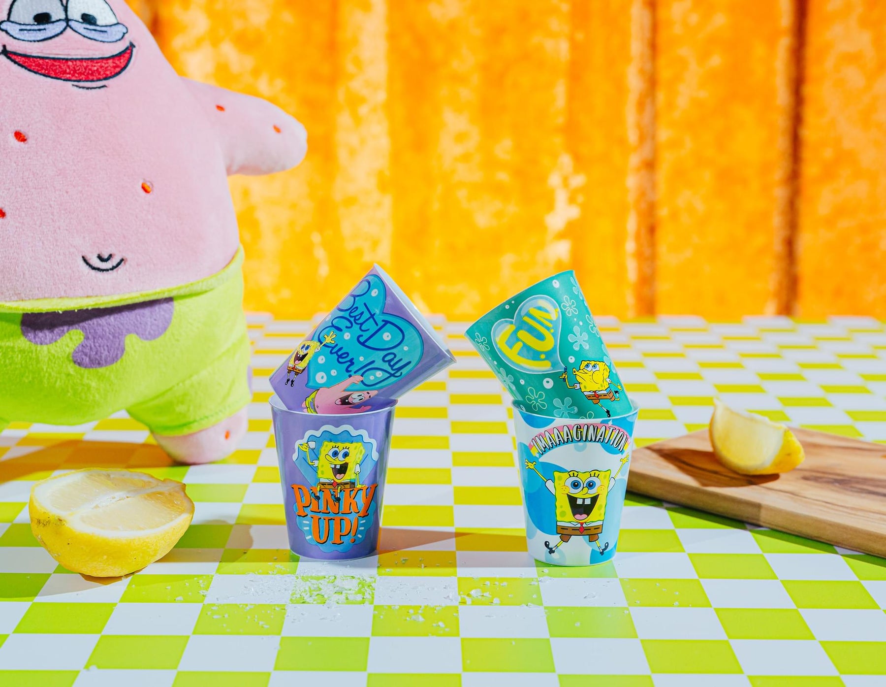 Nickelodeon SpongeBob SquarePants 4-Piece Plastic Mini Cups | Each Hold 2 Ounces