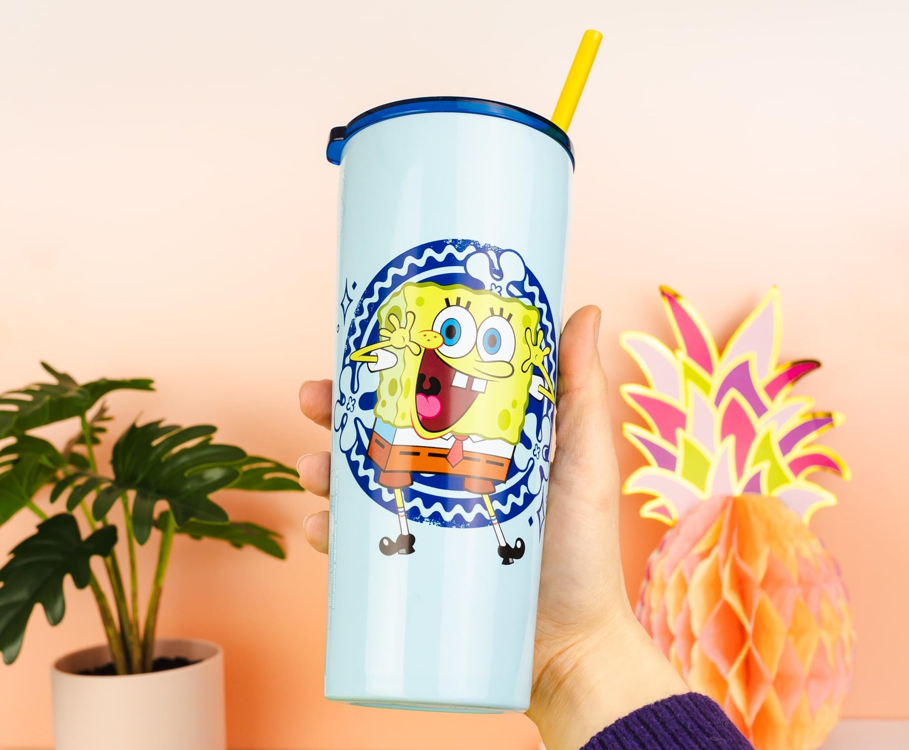 Spongebob Squarepants Stainless Steel Tumbler With Lid | Holds 22 Ounces