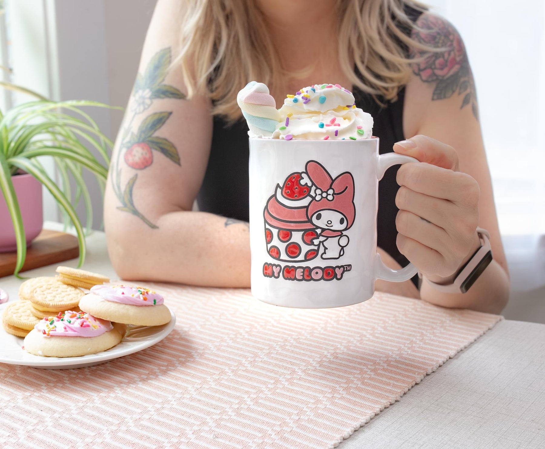 Sanrio My Melody Cupcake Wax-Resist Ceramic Pottery Mug | Holds 17 Ounces