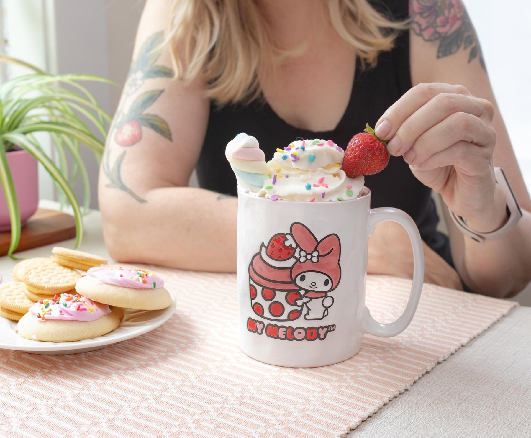 Sanrio My Melody Cupcake Wax-Resist Ceramic Pottery Mug | Holds 17 Ounces