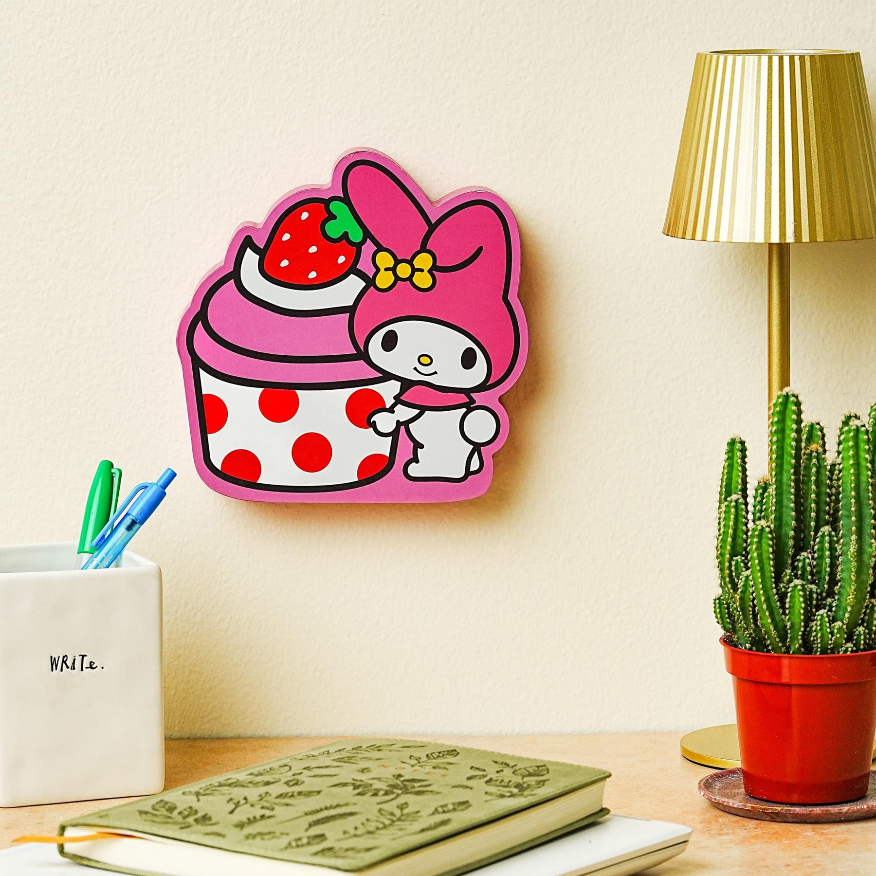 Sanrio My Melody Strawberry Cupcake Die-Cut Wooden Wall Art Sign