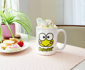 Sanrio Keroppi Face Wax-Resist Ceramic Pottery Mug | Holds 17 Ounces