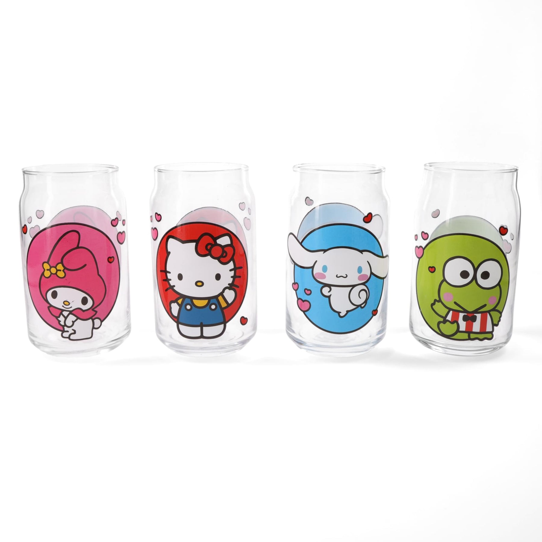 Sanrio Hello Kitty and Friends 4-Piece Glass Can Set | Each Holds 16 Ounces