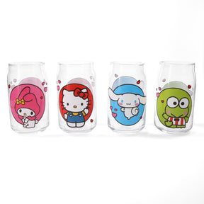 Sanrio Hello Kitty and Friends 4-Piece Glass Can Set | Each Holds 16 Ounces