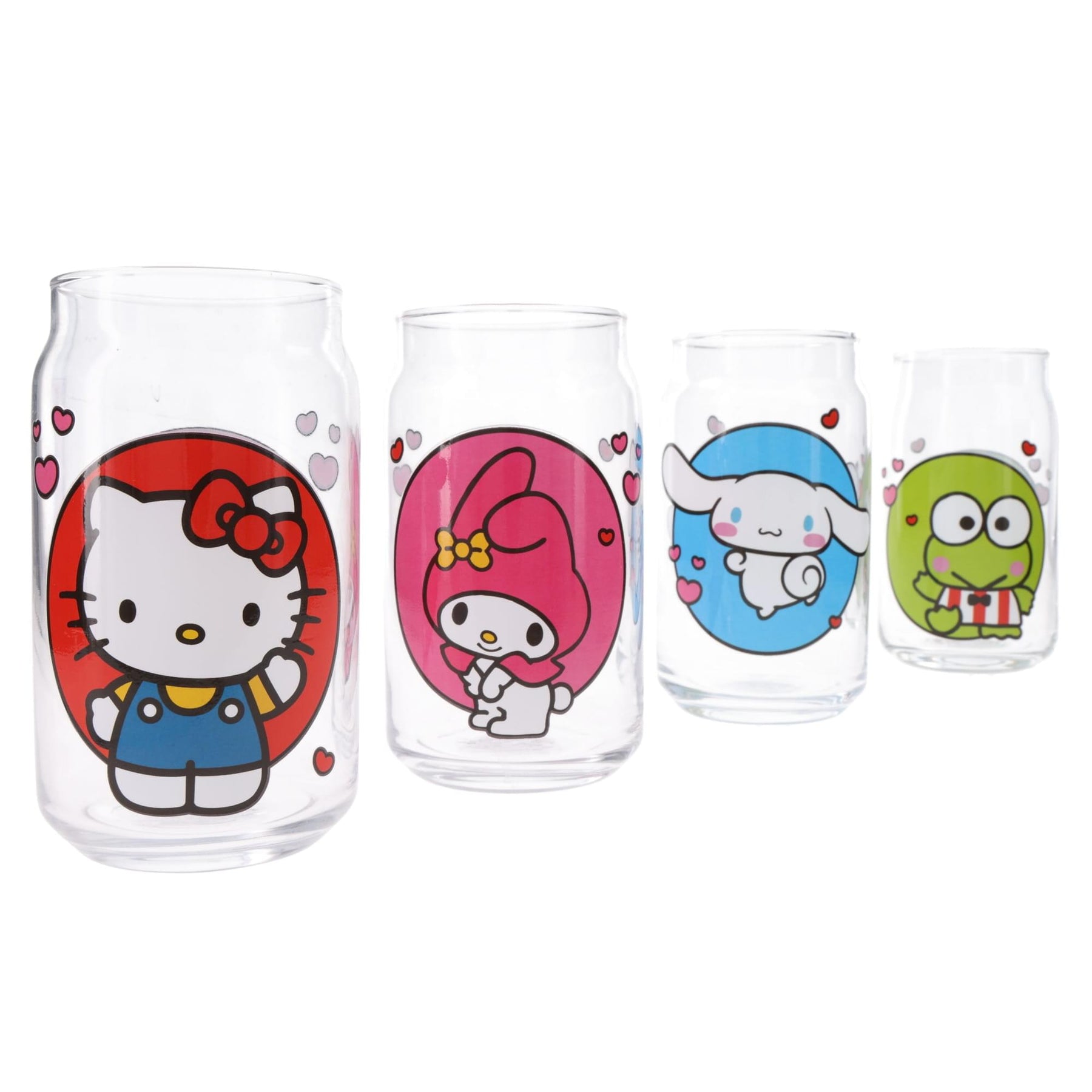 Sanrio Hello Kitty and Friends 4-Piece Glass Can Set | Each Holds 16 Ounces