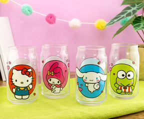 Sanrio Hello Kitty and Friends 4-Piece Glass Can Set | Each Holds 16 Ounces