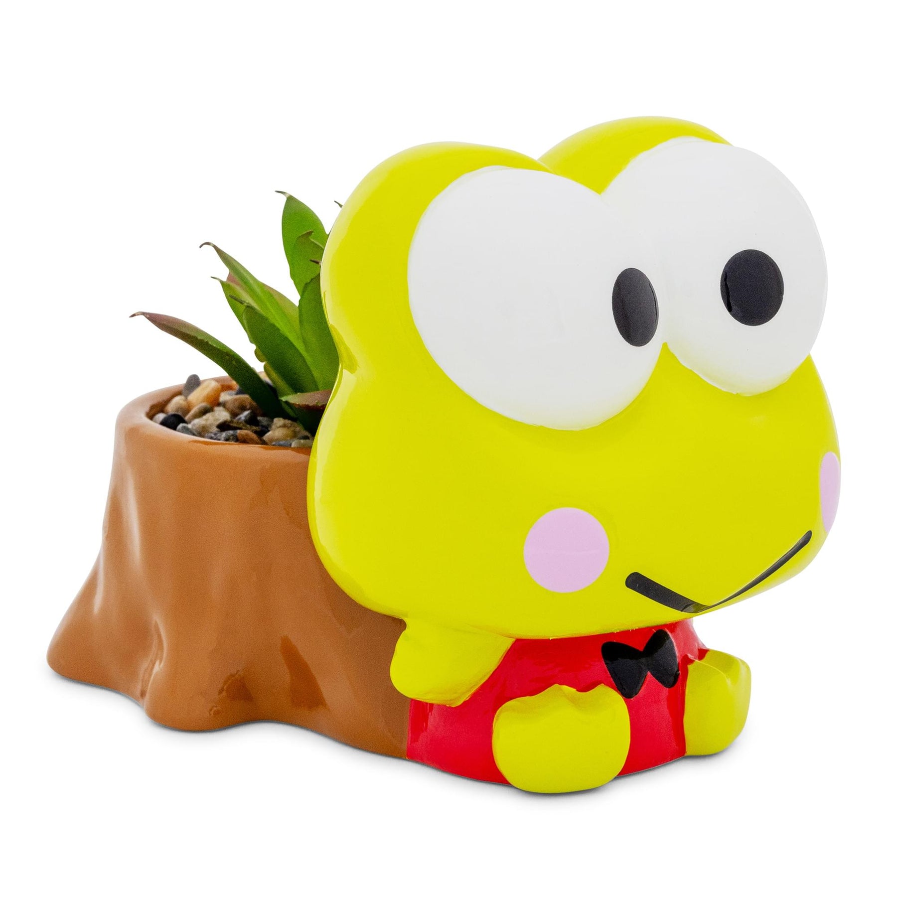 Sanrio Keroppi Stump 4-Inch Ceramic Mini Planter With Artificial Succulent