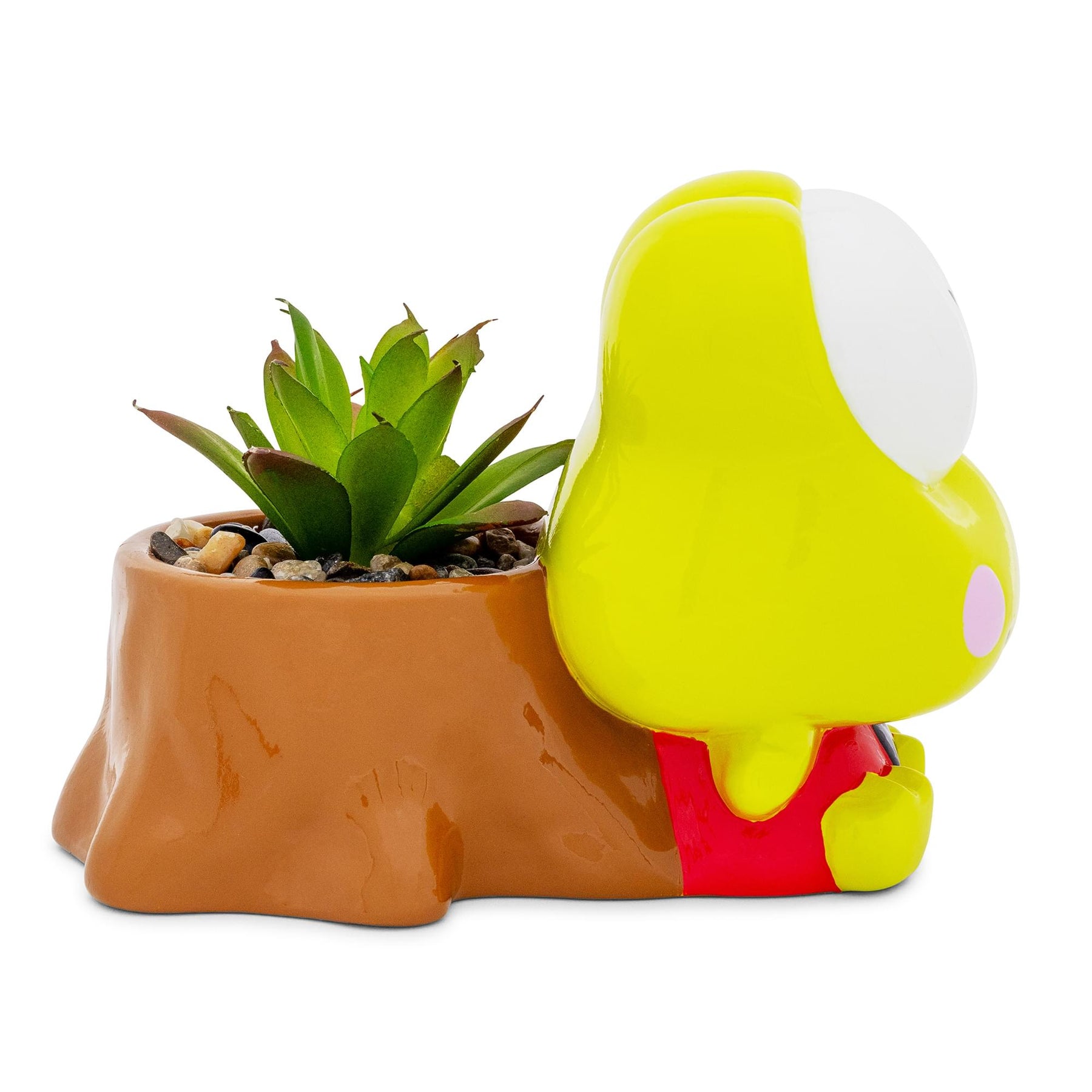 Sanrio Keroppi Stump 4-Inch Ceramic Mini Planter With Artificial Succulent