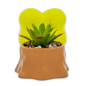 Sanrio Keroppi Stump 4-Inch Ceramic Mini Planter With Artificial Succulent