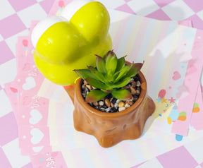 Sanrio Keroppi Stump 4-Inch Ceramic Mini Planter With Artificial Succulent