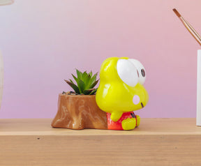 Sanrio Keroppi Stump 4-Inch Ceramic Mini Planter With Artificial Succulent