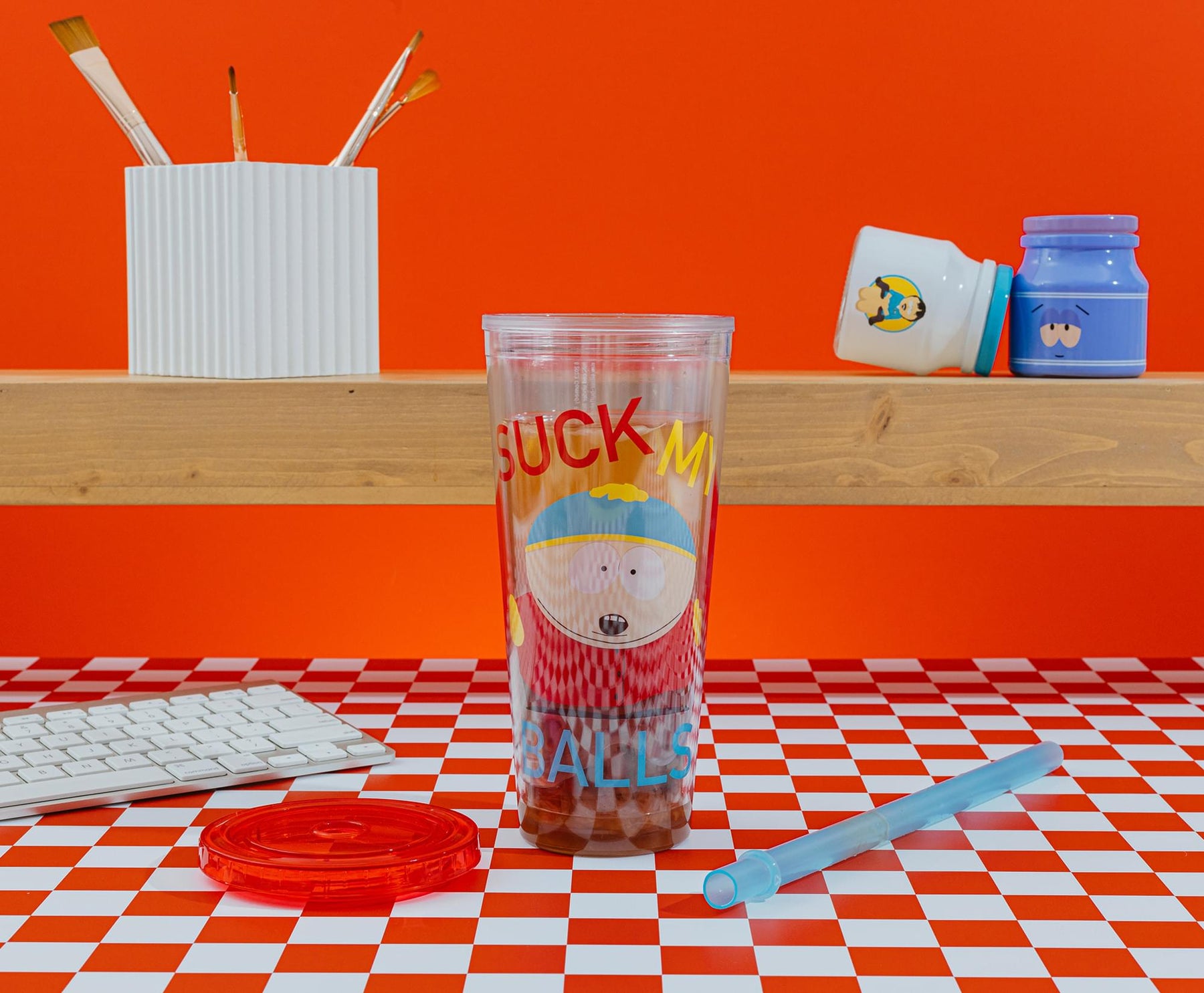 South Park Cartman "Suck My Balls" 24-Ounce Carnival Cup With Lid and Straw