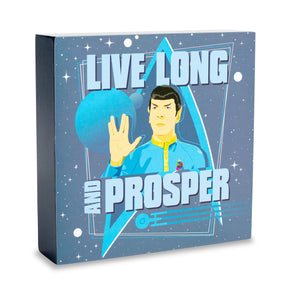 Star Trek Spock "Live Long and Prosper" Wooden Box Sign | 6 x 6 Inches