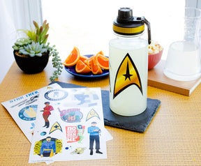 Star Trek Gold Delta Logo Twist Spout Water Bottle and Sticker Set | 32 Ounces