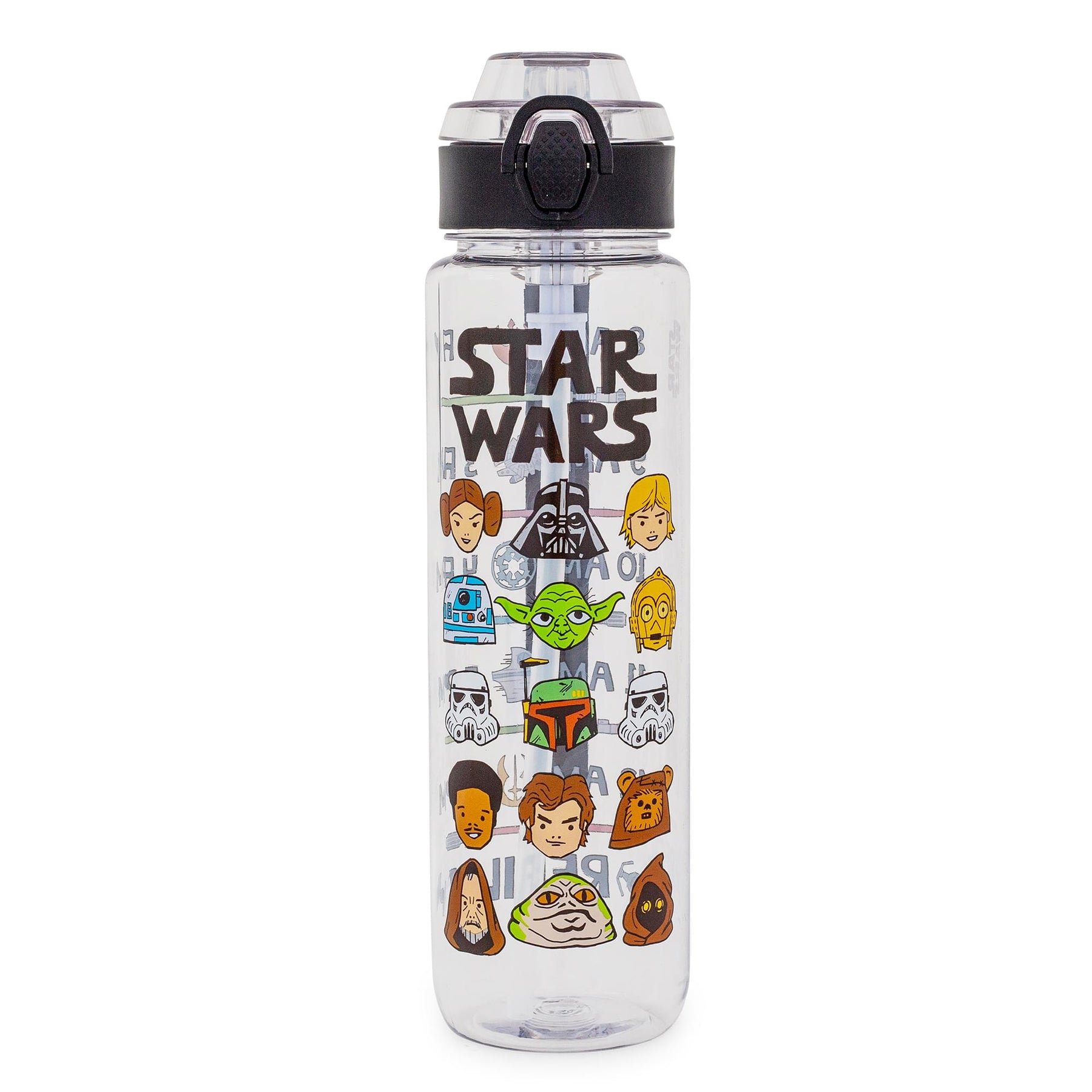 Star Wars Characters 33-Ounce Plastic Water Bottle With Locking Lid and Strap