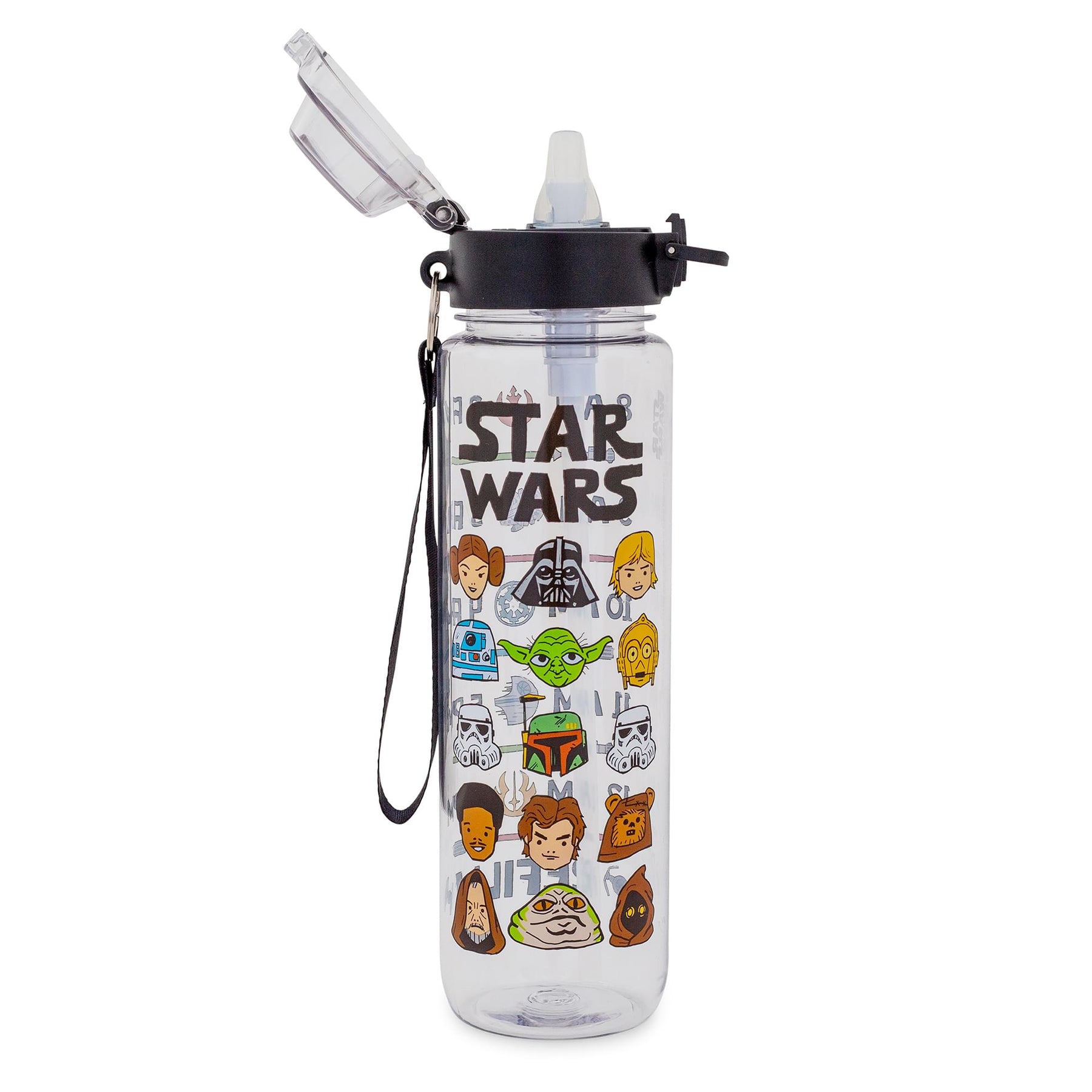 Star Wars Characters 33-Ounce Plastic Water Bottle With Locking Lid and Strap