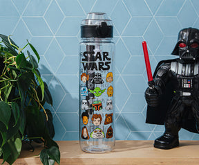 Star Wars Characters 33-Ounce Plastic Water Bottle With Locking Lid and Strap