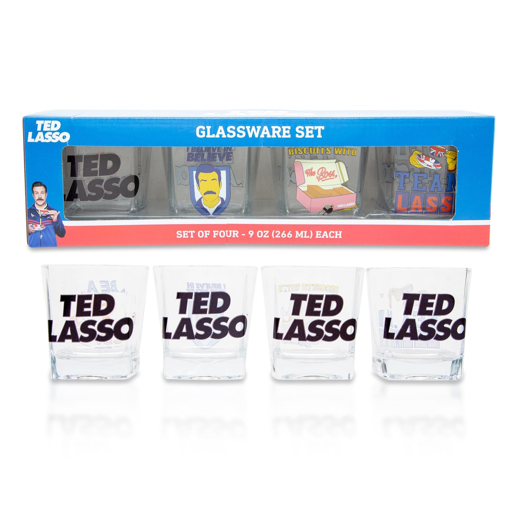 Ted Lasso 10-Ounce Mini Rocks Glasses | Set of 4