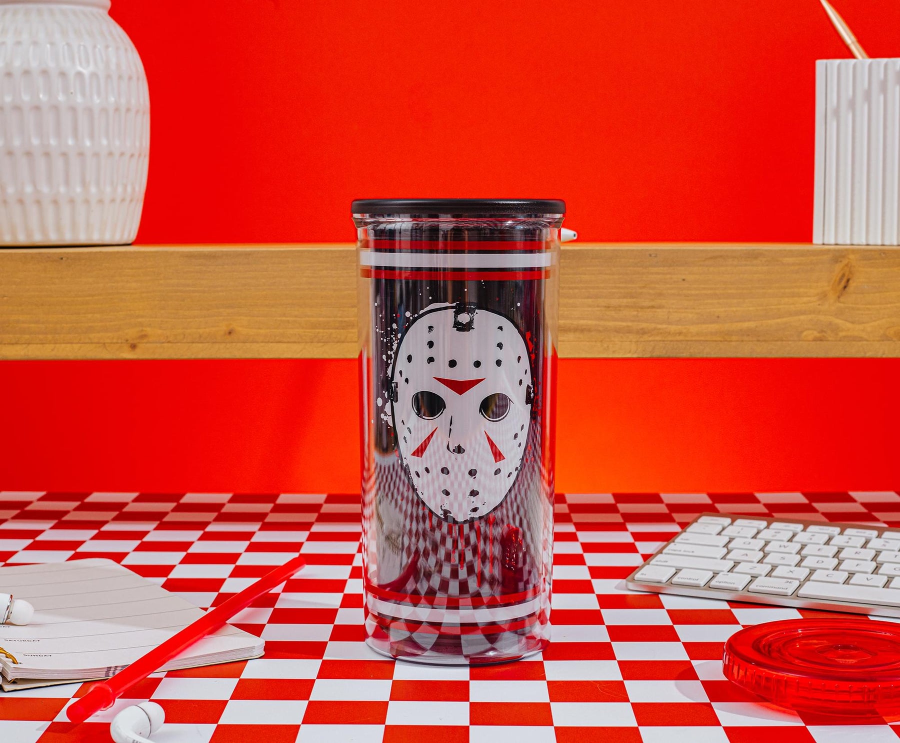 Friday The 13th Jason Mask Carnival Cup With Lid and Straw | Holds 20 Ounces